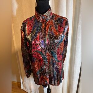 vintage Tess 100% polyester paisley print blouse